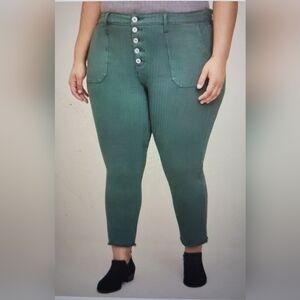 NWT Torrid Women's Jeans Size 20s Green HI Rise Straight Stretch Button Cargo